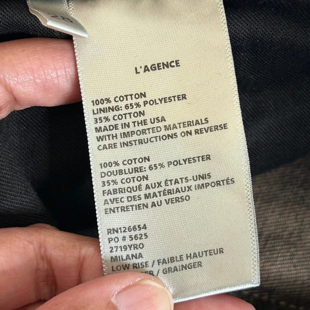 $295 L'agence Milina Low Rise Stovepipe Jeans Grainger size 28 NWT Raw Hem